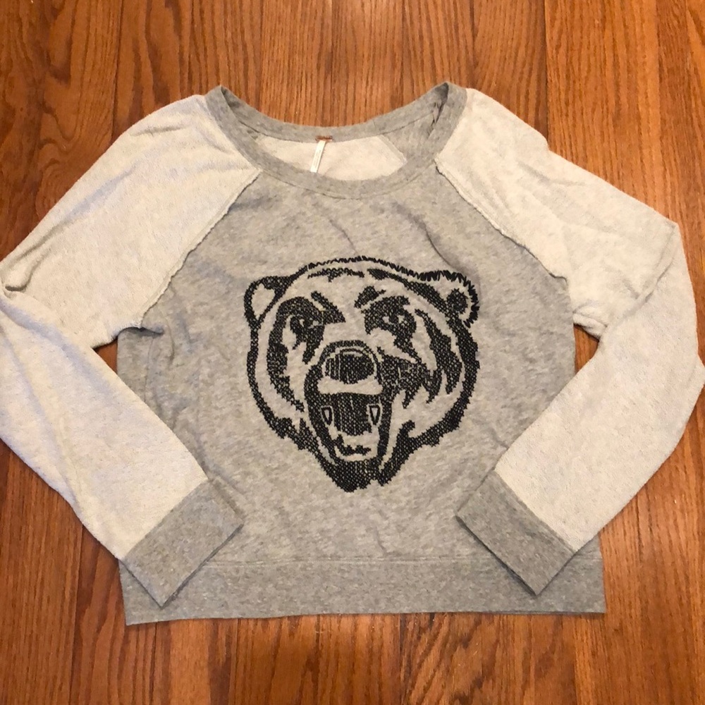 Free People Crew Neck Sweatshirt with Bear Graphic